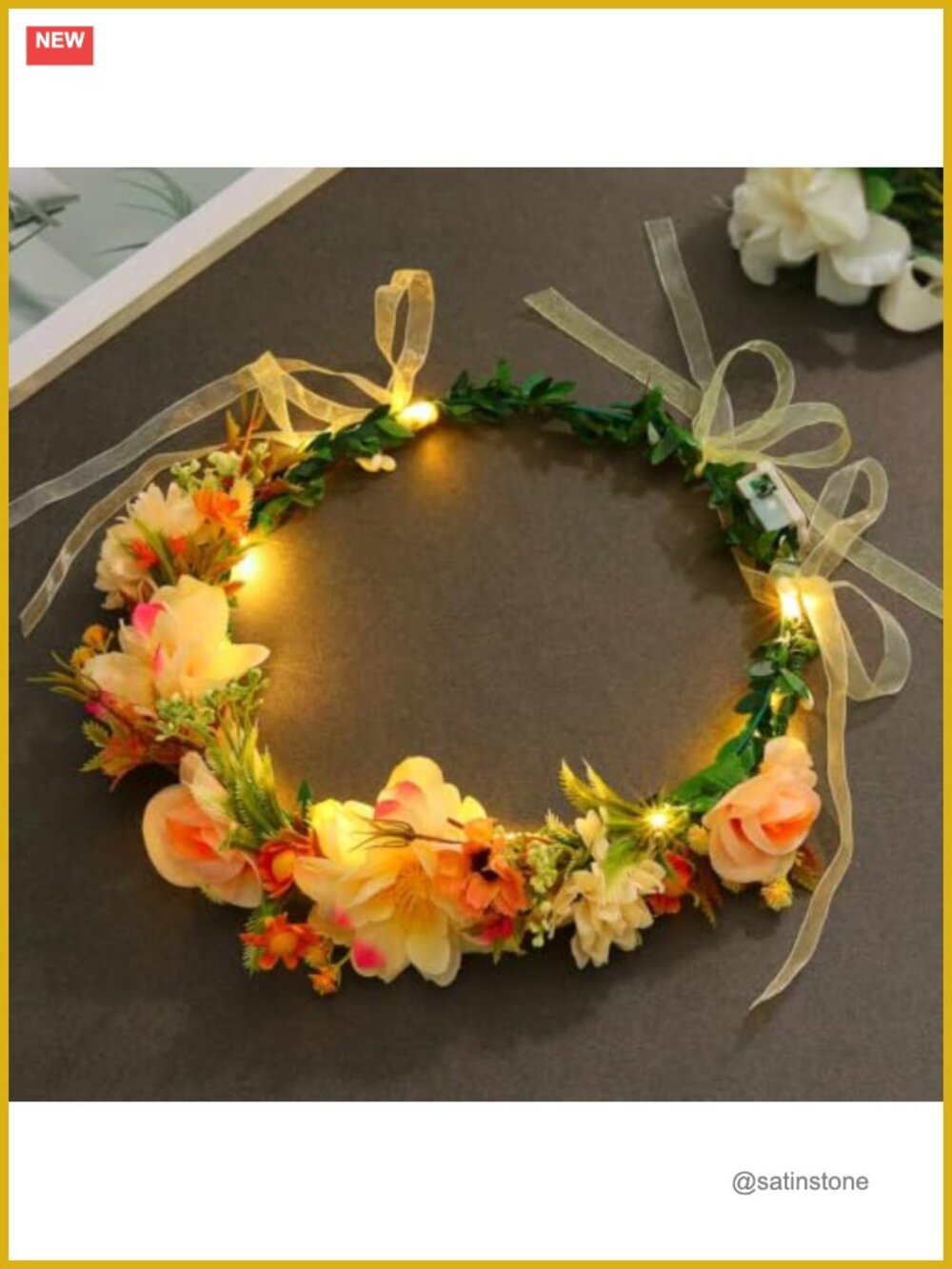 Light Up Floral Headband LED Wedding Flower Crown Garland
